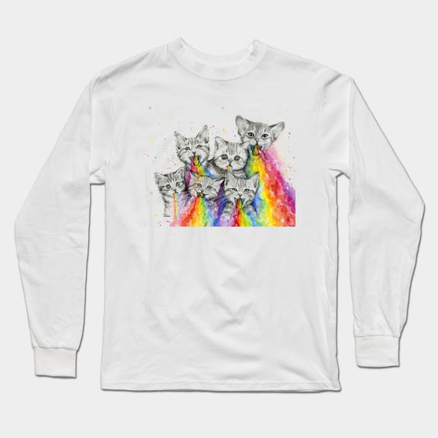 Kittens Puking Rainbows Long Sleeve T-Shirt by Olechka